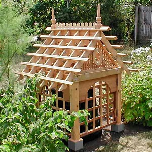 hide the AC unit outdoors garden structure | photo credit: Danielle Lee Bean https://www.pinterest.com